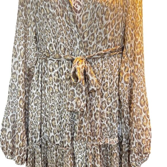 New ALESSIA ZAMATTIO Favignana Silk Cheetah Tiered Maxi Dress Sz 42 / US 6 - Picture 6 of 16
